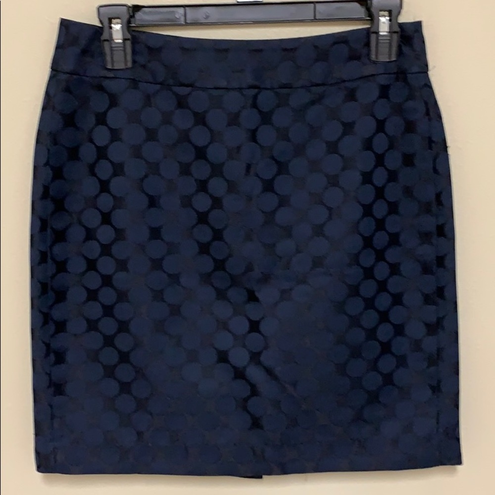 Banana Republic navy polka dot pencil skirt